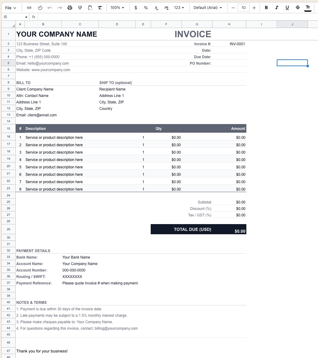 Invoice Template preview